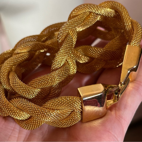 Vintage 80 90 Retro Thick Wide Mobwife Maximalism Gold Chocker Necklace - Picture 13 of 15